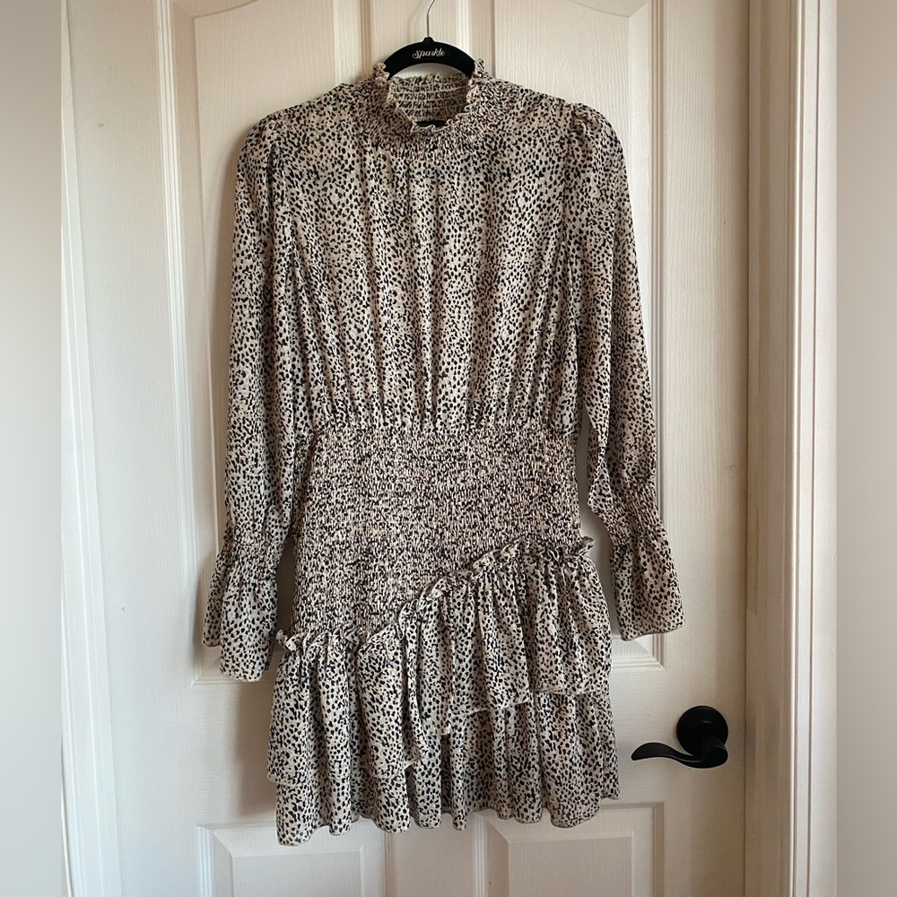 Smocked waist high neck dress